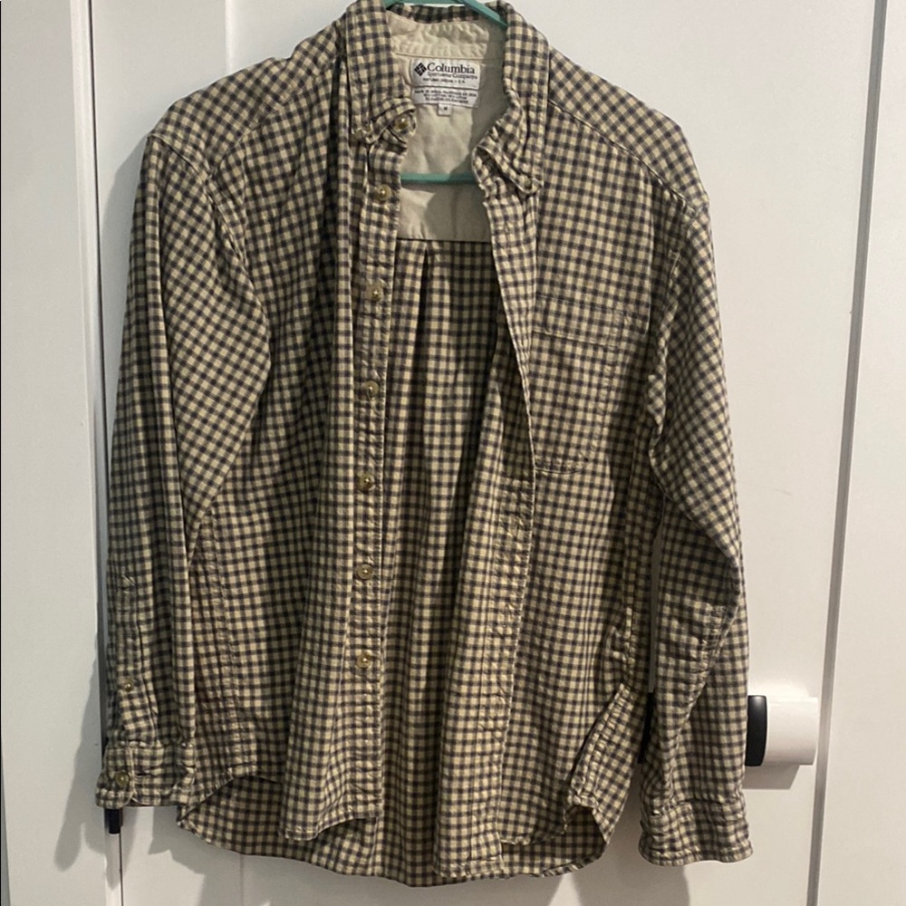 Columbia Checkered Button Down Shirt - Black and Tan